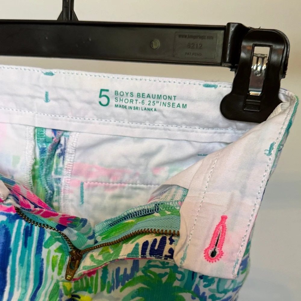 Lilly Pulitzer Tropical Scene Cotton Shorts - Pink, Blue & Green - Picture 4 of 5